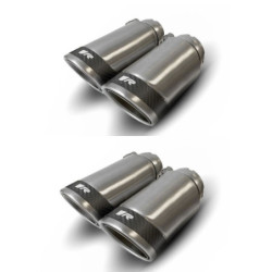 set tubos escape I/D 4 tubos Ø 84 mm Carbon Race, pulido, con conexión de abrazadera esférica ajustable
