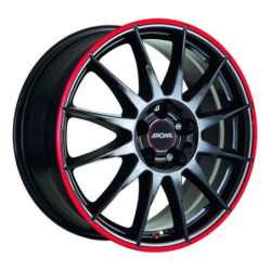 LLANTA RONAL R54 MCR 6.5X15 ET35 100X5 68 JETBLACK-RED RIM