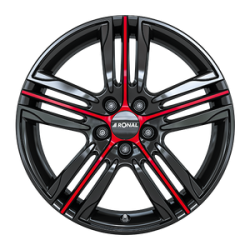 LLANTA RONAL R57 MCR 7.5X19 ET33 112X5 66.5 JETBLACK-RED SPOKE