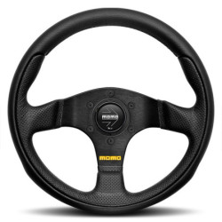 MOMO TEAM 280 MM BLACK PERFORATED LEATHER STEERING WHEEL