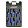 OMP Speed set 20 black wheel bolts M12x1.25 H:17-19 L: 28mm with blue shell of alu.7075+DIN 12.9