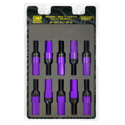 OMP Speed set 20 tornillos M12x1.25 llave 17-19 L: 28mm morado alu.7075 + DIN 12.9