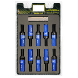 OMP Speed set 20 black wheel bolts M12x1.5 H:17-19 L: 28mm with blue shell of alu.7075+DIN 12.9