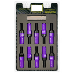 OMP Speed set 20 tornillos M14x1.25 llave 17-19 L: 28mm morado alu.7075 + DIN 12.9