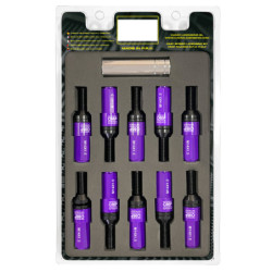 OMP Speed set 20 tornillos M14x1.5 llave 17-19 L: 28mm morado alu.7075 + DIN 12.9