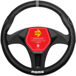 FUNDA DE VOLANTE MOMO SUPERGRIP NEGRA Y GRIS PU