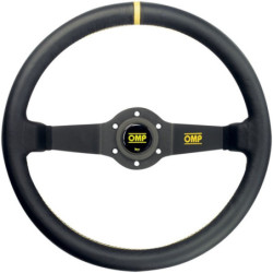 OMP RALLY LEATHER STEERING WHEEL 350MM BLACK 2 ARMS