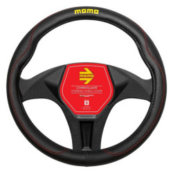 FUNDA VOLANTE MOMO 011 COMFORT  BLACK-RED PU S 36,5CM-37,9CM