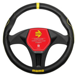 MOMO 014 SUPERGRIP BLACK-YELLOW PU STEERING WHEEL COVER 36.5CM-37.9CM