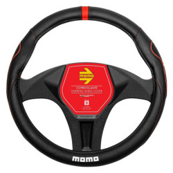 MOMO 014 SUPERGRIP BLACK-RED PU STEERING WHEEL COVER 36.5CM-37.9CM