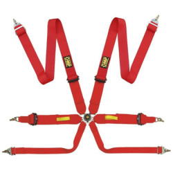 OMP 6 POINT TECHNICAL HARNESS 3" FIA 8853-2016 PULL UP RED
