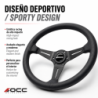 Volante desplazado piel perforada brazos negros | OCC Sport