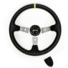 Offset steering wheel leatherette silver arms | OCC Sport