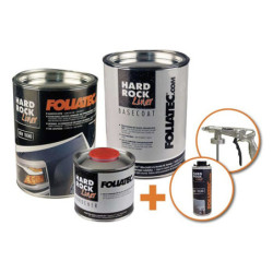 HARD ROCK LINER REMOVABLE SET, NEGRA PINTURA 2,5 L, HARDENER 0,5 L, BASECOAT 2,5 L, SPRAY GUN