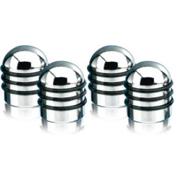 AIRCAPS TAPON VALVULA ALU, CHROME WITH 3 NEGRA RUBBER RINGS 4 PIEZAS