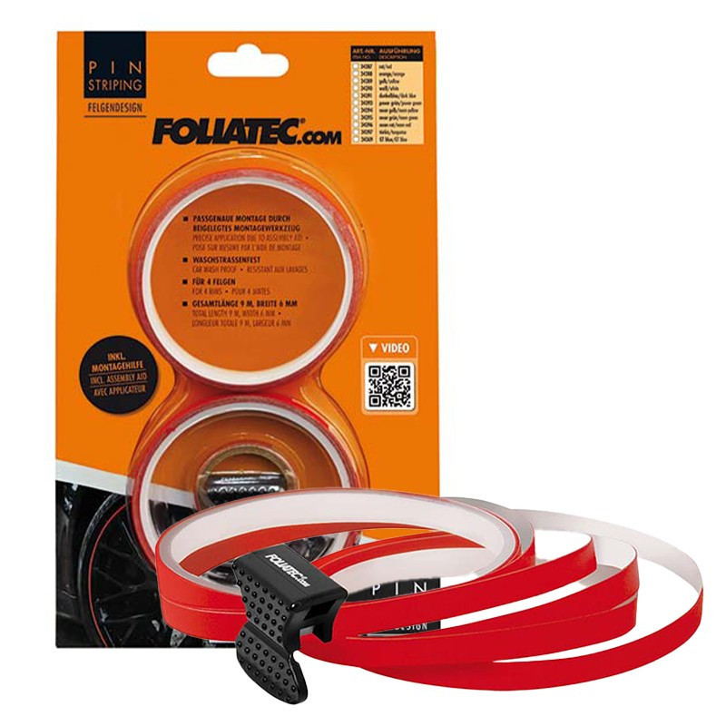 PIN STRIPING RIM DESIGN INCL. MOUNTING AID, ROJO L  8,6 M (4 X 2,15 M), W  6 MM
