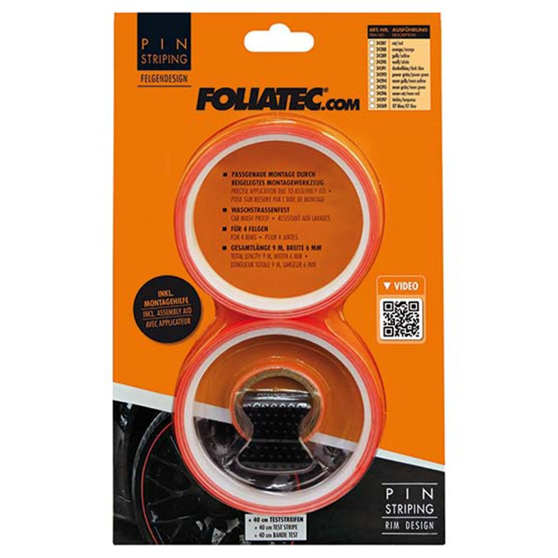 PIN STRIPING RIM DESIGN INCL. MOUNTING AID,  NEON ROJO L  8,6 M (4 X 2,15 M), W  6 MM